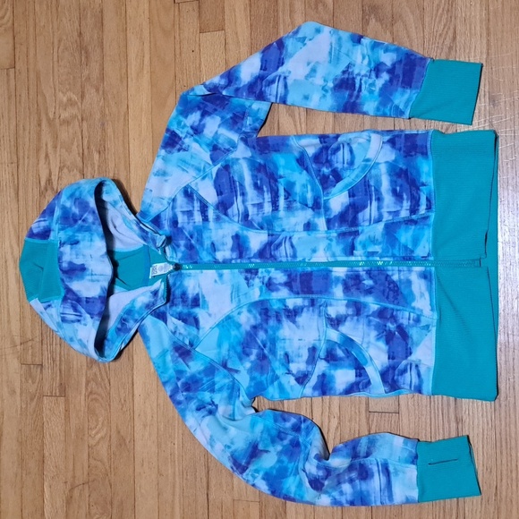 Athleta Girl Hooded Zip Up Sweater - Multi Blue Size 12 Girls - Picture 1 of 4